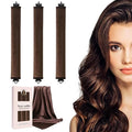 Heatless Curls Overnight Set of 3 with 1 Scarf - Heatless Hair Curler, Overnight Blowout Rods for Blowout Look Long Hair (Brown)