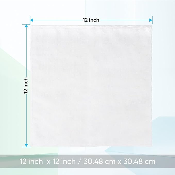 HOMEXCEL Microfiber Washcloths 12 Pack, Highly Absorbent and Soft Face Towel, Multi-Purpose White Wash Cloths for Bathroom, Hotel, Spa, Gym, and Kitchen, 12x12 Inch