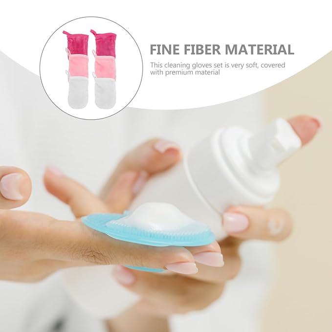 6pcs Washing Gloves Facial Towel Pink Towels Face Cleaning Tool Mitt Facial Cleansing Cloths Gloves for Cleaning Make up Travel Makeup Fine Fiber