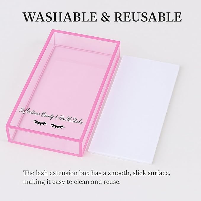 Acrylic Eyelash Storage Box - Eyelash Extension Organizer Box - Lash Organizer Tiles for Lash Extension - Perfect for Eyelash Holder, Eyelash Case and Eyelash Storage Case (pastel pink & white)