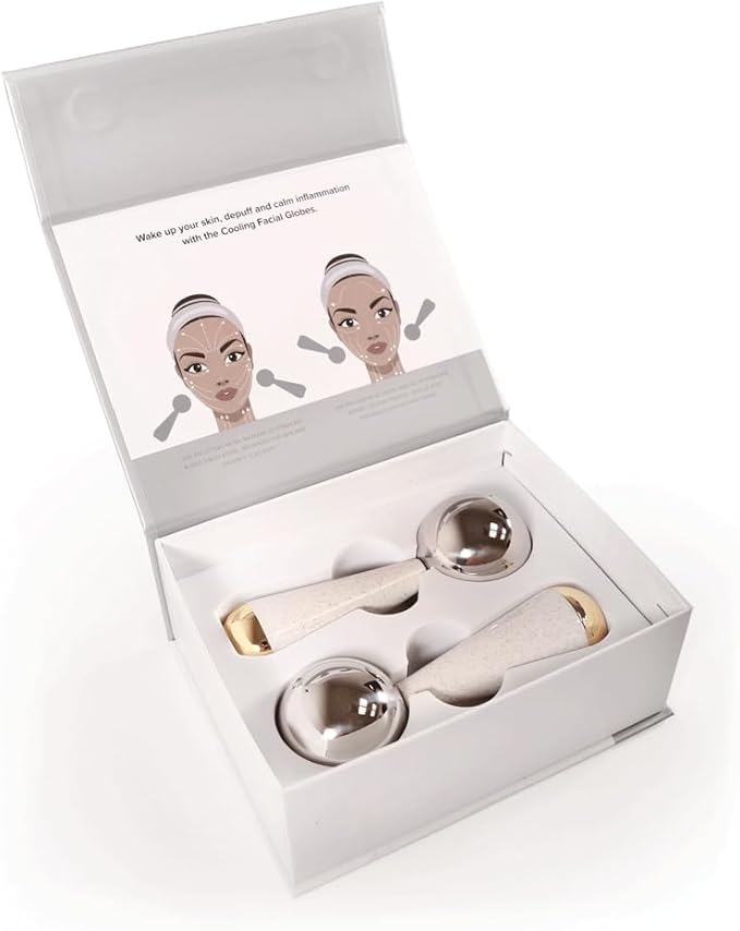 SKINACT 360° Rotating Stainless Steel Ice Globes for Face & Eyes, for Beauty Routines, Facials Cold Roller Cooling Globes for Puffiness, Wrinkles, Dark Circles, Headaches