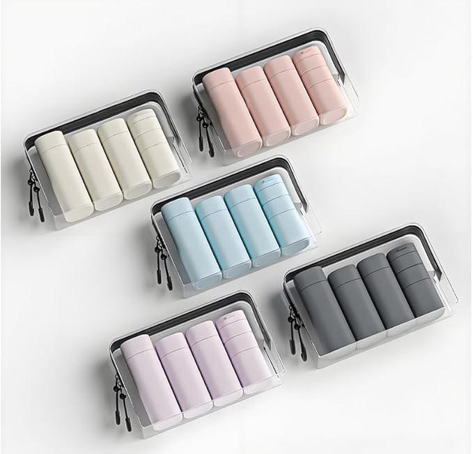 5 Pack Brief and Fashion Travel Bottles TSA Approved, BPA Free Travel Size Containers Refillable Squeeze Bottles for Cosmetic Shampoo Cream Conditioner … (Ancient Nordic Antique White)