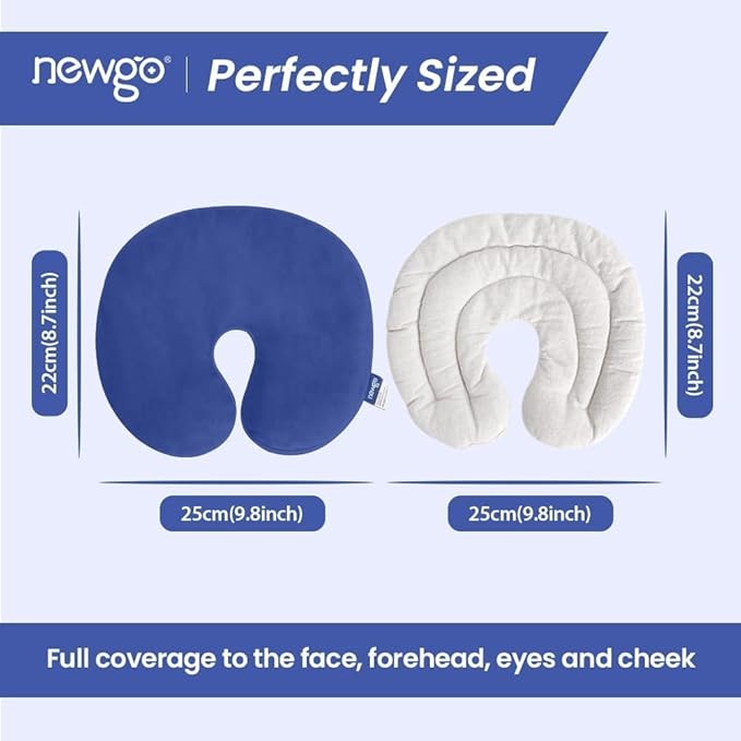 NEWGO Heating Pad Sinus Relief Mask Moist Heat Face Eye Mask Microwavable, Warm Compress for Sinus Pressure Relief, Migraine, Tension Headache Relief - Blue
