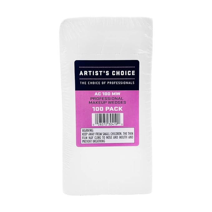 Artist's Choice 100 Pack Makeup Sponge Mini Applicator Wedges, Triangle Cosmetic Sponges for Foundation, Blush, Eye Shadow, Blending and Smoothing, Disposable, Latex Free