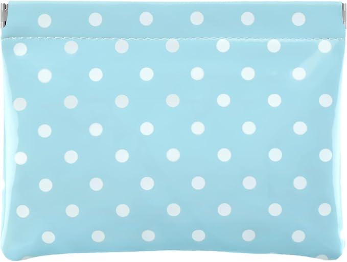 Dots Leather Makeup Pouch Set for Women Small Make Up Bag for Purse Waterproof Initial Makeup Cosmetic Bags Pouches for Purse Aesthetic Travel Toiletry Bag,Blue White
