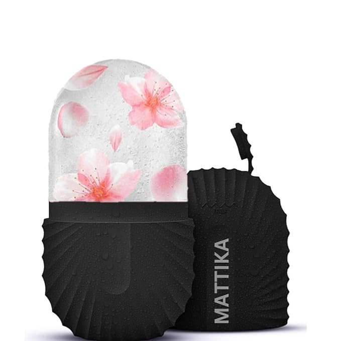 Ice Roller for Face & Eyes – Facial Ice Roller for Under Eye Puffiness, Reusable Silicone Ice Face Roller Massager for Skin Tightening, Pore Shrinking & Cooling Skincare Tool (Black)