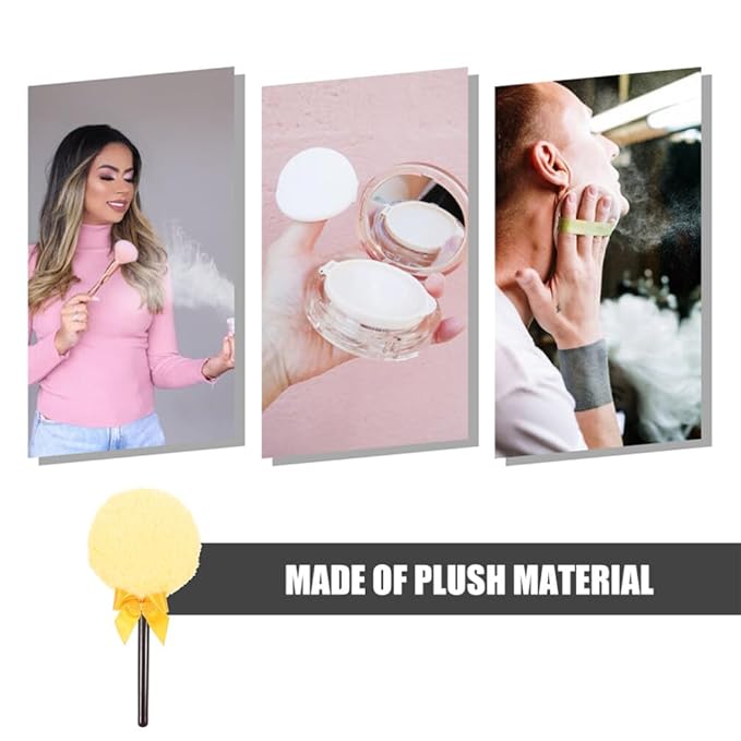 Large Dry Powder Puff with Handle for Body and Face Soft Plush Lollipop Shape Applicator 6.3 Inch Long Handle Body Powder Applicator for Makeup and Dusting