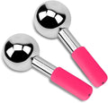 Prime Fitness Ice Globes for Facials | Unbreakable Steel Cooling Roller | Cryo Sticks for Face | Face Massager for Neck & Eyes | Skin Care for Dark Circles, Puffiness (Red)