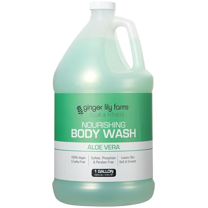 Ginger Lily Farms Club & Fitness Nourishing Body Wash, 100% Vegan & Cruelty-Free, Aloe Vera Scent, 128 Fl Oz (Pack of 4)