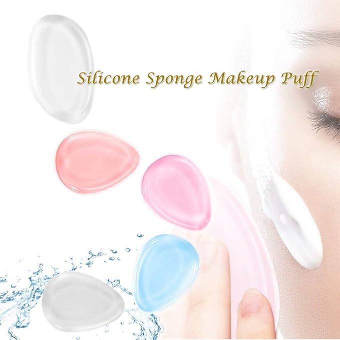 Washable Silicone Sponge Jelly Applicator for Cream Gel Foundation - Face Silisponge Cosmetic Beauty Makeup Tools Blender Purple 4PCS