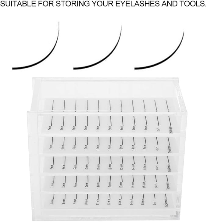 Eyelash Case Acrylic Storage Makeup Organizer, 5 Drawer Fake Eyelash Extensions Display Stand False Eye Lash Storage Box Glue Pallet Holder, Dustproof Clear