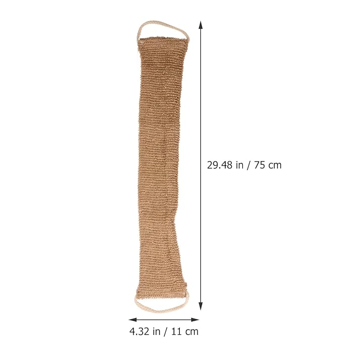 2Pcs Hemp Fiber Exfoliating Bath Gloves Double-Sided Scrubber with Back Strap for Deep Body Cleaning and Shower Spa