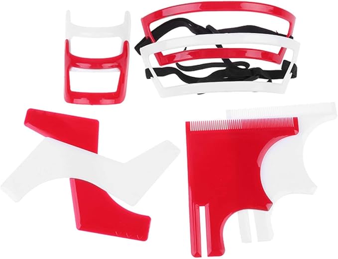 Beard Shaping Tool Kit Neckline Shaving Template Guide Set Red