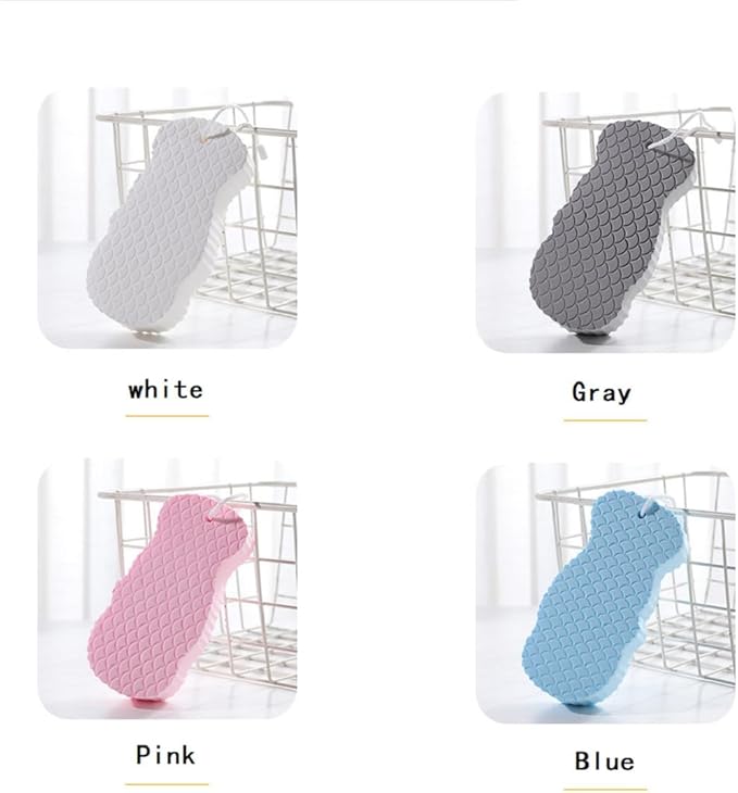 4Pcs Magic Exfoliating Bath Sponge,3D Super Soft Exfoliating Bath Sponge,Softens When in Contact with Water and can be reused.(Blue+Pink+Gray+White)