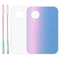 2 Set Acrylic Cosmetic Makeup Palette, Makeup Mixing Tray with Makeup Spatula for Cream Liquid Foundation Eye Shadow Lipsticks Nail Art Beauty Salon (Iridescent and Transparent)