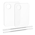 2PCS Acrylic Makeup Mixing Palette with 2PCS Spatula Set – Transparent Cosmetic Tray for Foundation, Eyeshadow, Lipstick & Nail Art, Durable & Portable Design