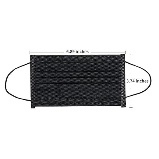 MTYX Black Disposable Face Masks 3 Ply 50PCS - Individually Wrapped - Durable - Odorless - Hygienic