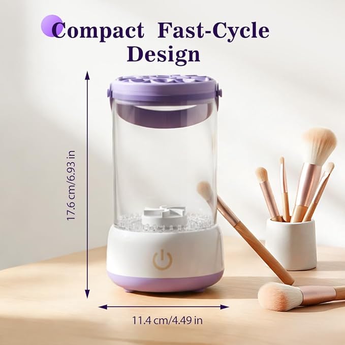 Electric Makeup Brush Cleaner,Automatic Spinning Makeup Brush Cleaner,USB Charging & Deep Cleaning,Portable Cosmetic Brush Cleaner Machine For All Makeup Brush Types (Green)