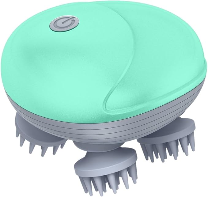 ORIA Electric Head Massager, Cordless Hair Scalp Massager, Handheld Waterproof Head Scratcher with 3 Modes, 4 Detachable Heads, 96 Massage Nodes, for Stress Release, Body Relaxation