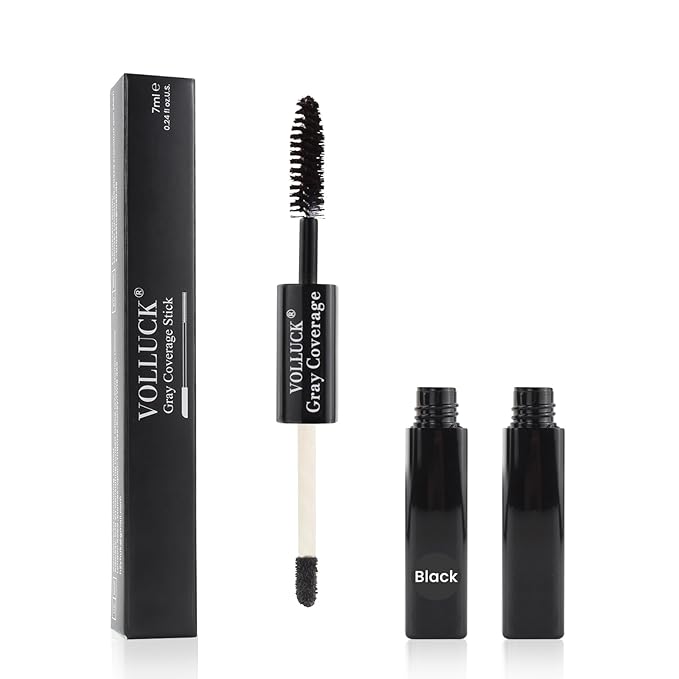 Root Touch Up, Instant Gray Hair Cover Concealer Stick, 2-In-1 Double Head Hair Color Finishing Stick, Hair Mascara Brush for Eyebrow& Beard (Black, 0.23 Fl oz)