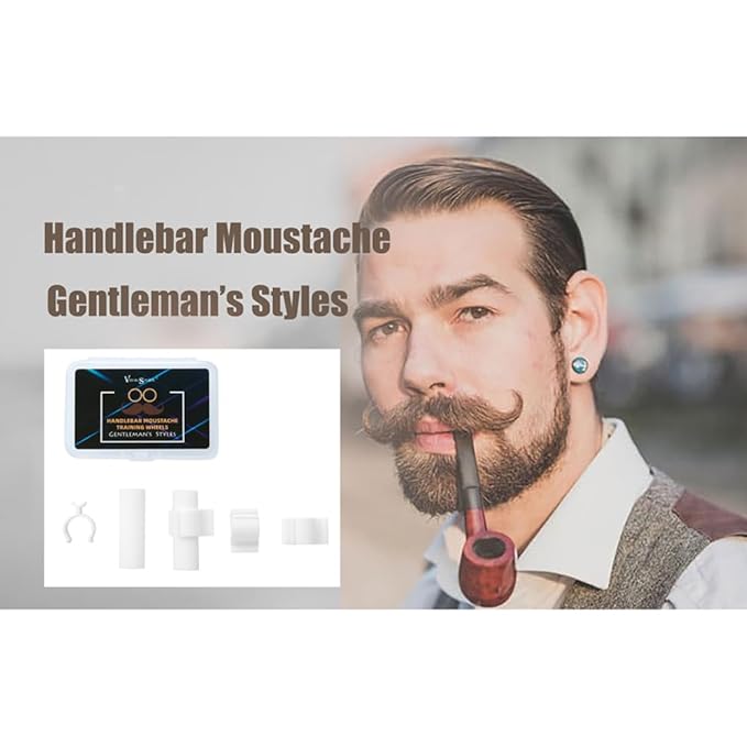 1 Pair Handlebar Moustache Training Wheels,Visualsource Large Size Handlebar Moustache Beard Shaping Styling Tool Handlebar Mustache Trainer Curler Stylist Gentleman's Style Great Gift For Men