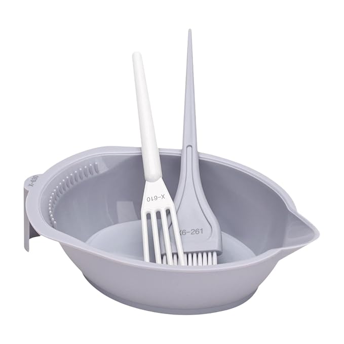 3-Piece Hair Dye Coloring Kit with Mixing Bowl, Brush, Stirrer, Grey