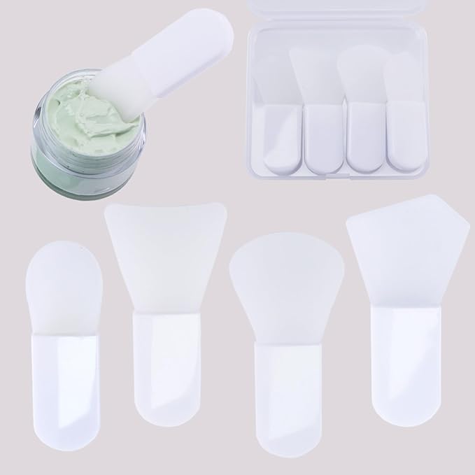 4 Pcs Soft Silicone Face Mask Applicator Brush Set Portable Beauty Tools for Face Mud Masks Cosmetic Masks Clay Masks Eye Masks Body Lotions Serums Creams Ideal for Skincare