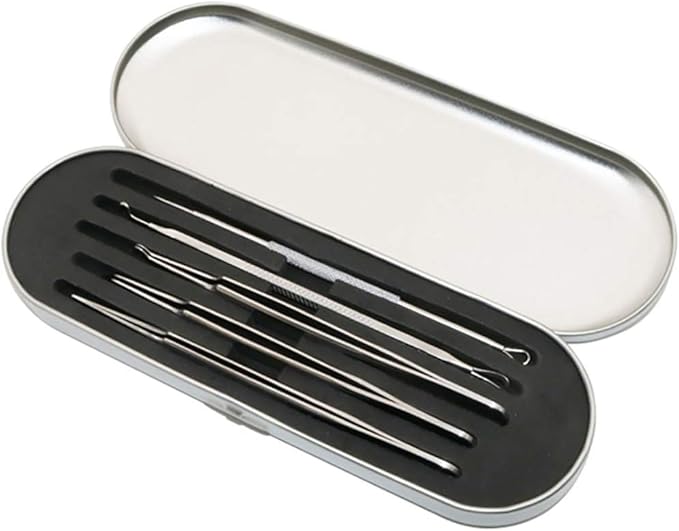 Blackhead Remover Kit - FEITA Blackhead Tweezers Removal Tool Kit Set - Acne Tweezers Pimple Comedone Extractor with Travel Case (5 Pcs)