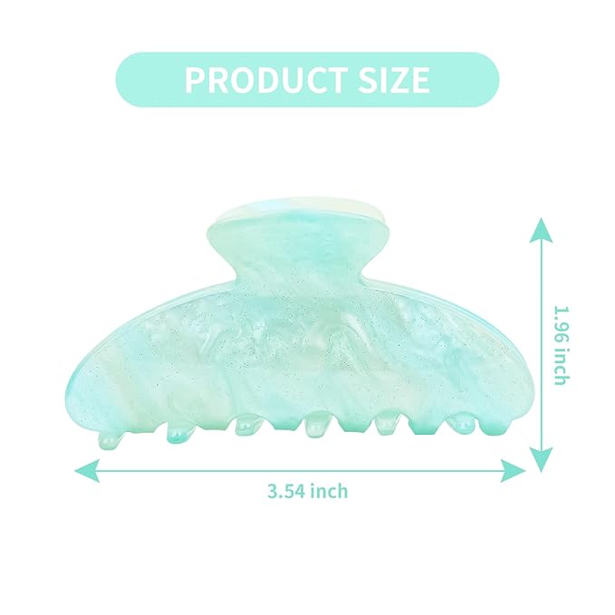 2 Pack Hair Claw Clips for Women Acrylic Claw Clips for Thick Hair Non-slip Clip for Hair Large Claws Hair Accessories for Women Girls(White&Blue)