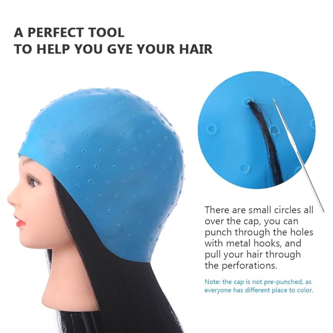 Hair Coloring Cap for Highlights with Pulling Needle Hair Dyeing Tool for Salon and Home Use 11.02X7.87 Inches Precise Highlighting Accessories