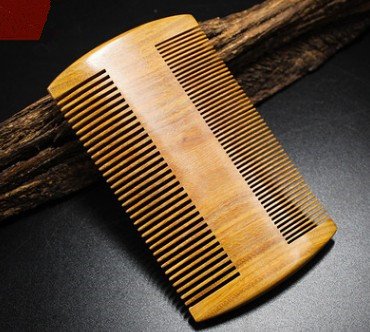 Handmade Natural Green Sandalwood No Static Combs with Aromatic Scent - 2 PCS Pocket Combs for Long and Short Beards, Mustaches (4" Long Two Sides)