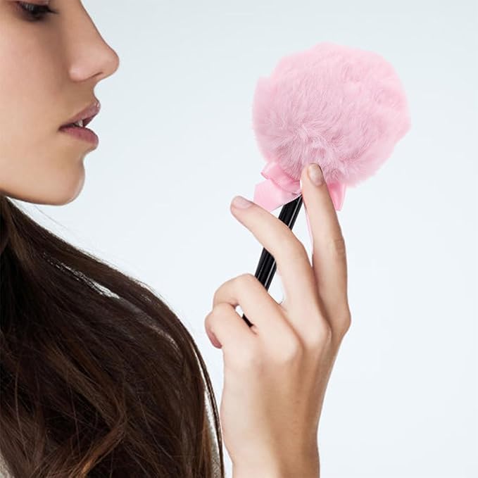 Lollipop Shape Fluffy Powder Puff Long Handle Makeup Applicator for Face and Body Loose Setting Powder Absorption