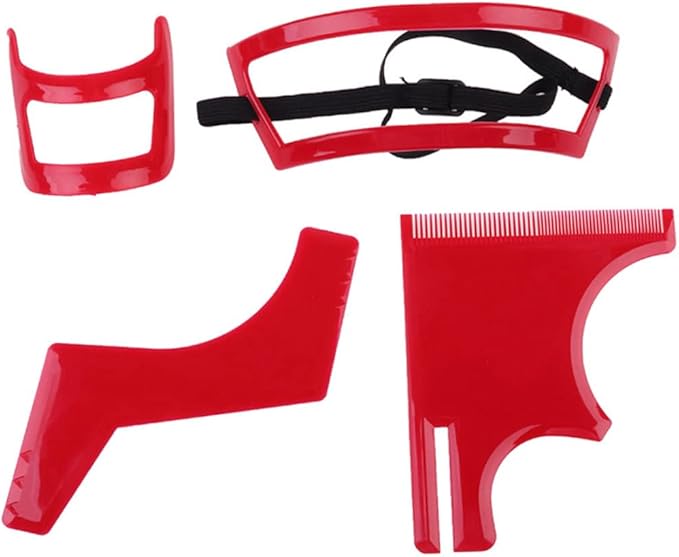 Beard Shaping Tool Kit Neckline Shaving Template Guide Set Red