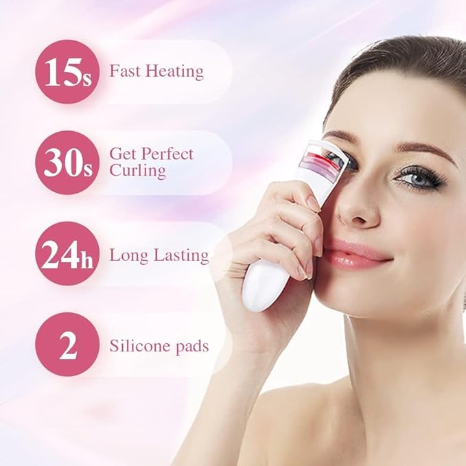 TOUCHBeauty Heated Eyelash Curler, Professional Eyelash Curler with Heating Silicone Curling Pad Curling Tool for Women Long Lasting Naturally Eyelashes TB-2016A-w