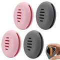 Portable Powder Puff Case,Breathable Round Makeup Puff Protective Container,Silicone Make-up Storage Box Travel Quick Drying Easy to Carry,4 Pieces,Pink+Grey