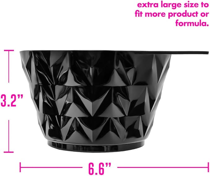 Colortrak XL Black Diamond Easy Grip Bowl with Measurement Markings and a Non Slip Rubber Bottom for an Easy Grip and Spill Resistance, Bowl for Hairstylists, Hair Color Mixing Bowl