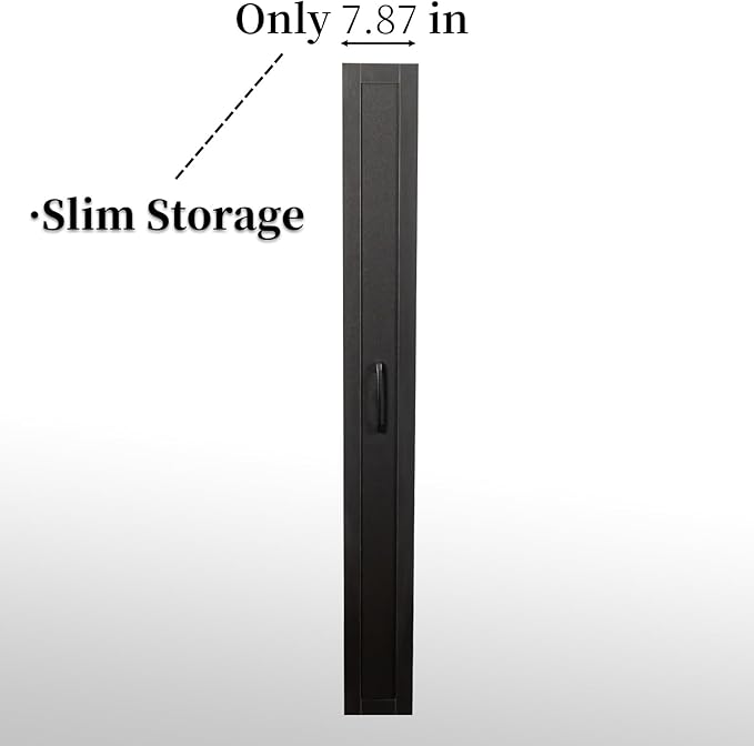 JOYSOURCE Tall Narrow Pull-Out Storage Shelf with Wheels 7-Tier Slim Rolling Storage Spice Rack Next to Fridge Utility Cart Single-Sided for Small Spaces, Kitchen, Laundry Room, Black