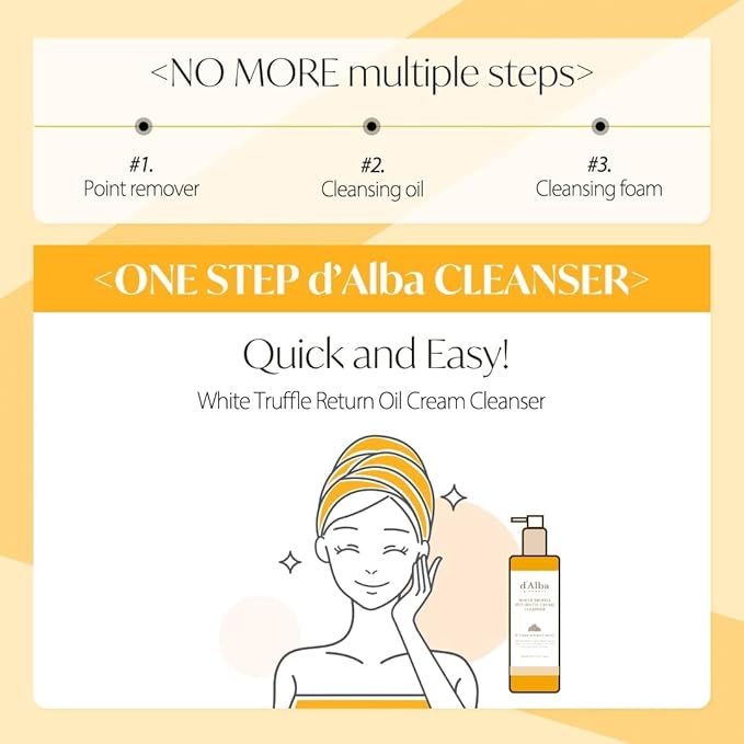 d'alba Piedmont White Truffle Return Oil Cream Cleanser, Vegan Skincare, Easy One Step Cleanser for Sebum & Makeup Removal, Hydrating Cleanser, for Sensitive Skin, Korean Skin Care