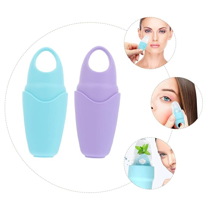 2pcs Silicone Facial Ice Mold for Eye Puffiness Relief Portable Face Massage Roller Compact Ice Compress Tool for Morning Swelling and Pore Shrinking