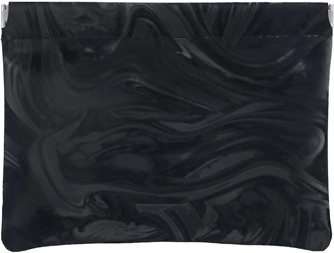 PU Leather Makeup Pouch Set for Women Small Make Up Bag for Purse Waterproof Initial Makeup Cosmetic Bags Pouches for Purse Aesthetic Travel Toiletry Bag,Elegant Wave Black