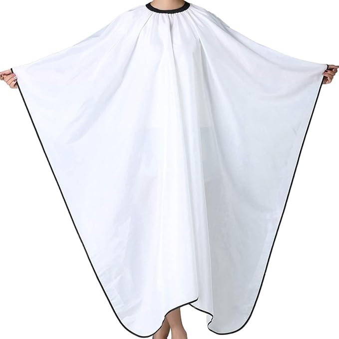 Barber Cape, Professional Hair Salon Cape with Adjustable Metal Clip, Shampoo Hair Cutting Cape for Barbers and Stylists - 55 x 63 inches (White)