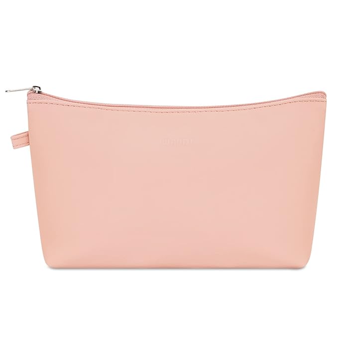 WANDF Cosmetic Bag for Women Makeup bag Organizer Mini Makeup Pouch for Purse Water Resistant Girls Gift(M-Dark Pink)