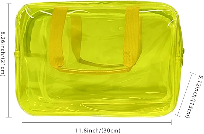 Yellow PVC Pure Color Transparent Gift Pouch Wash Travel Makeup Cosmetic Bag with Handle for Travel Bathroom Toiletry Organizer (Yellow)