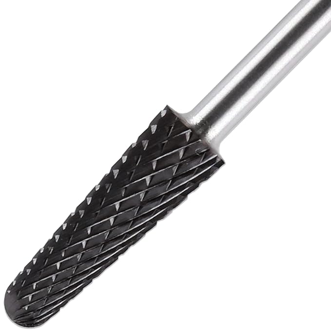 PANA USA Professional 3/32" Shank Size - Cone Shape Carbide Bit - Nail Drill Bit for Manicure Pedicure Tools Dremel Machine (Coarse, DLC Black)