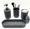 LGURT-4-piece Set of Bathroom Accessories, Plastic Bathroom Accessories, Toothbrush Holder, Toothbrush Cup, soap Dispenser, soap pan (Dark Gray)