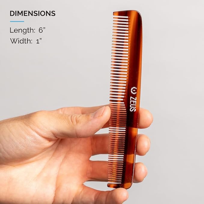 ZEUS Beard & Mustache Comb for Men, Handmade Saw-Cut Hair Comb for Untangling & Styling Beard (Traditional) V11
