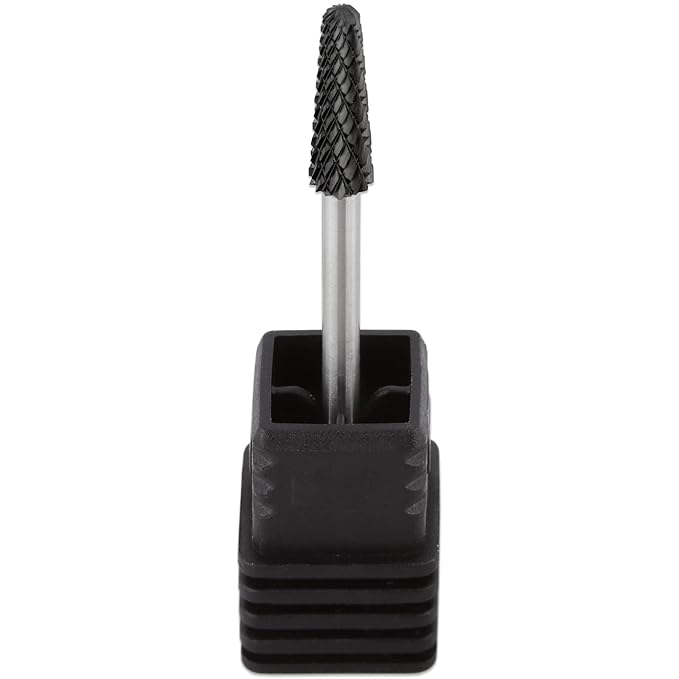 PANA USA Professional 3/32" Shank Size - Cone Shape Carbide Bit - Nail Drill Bit for Manicure Pedicure Tools Dremel Machine (Extra Coarse, DLC Black)