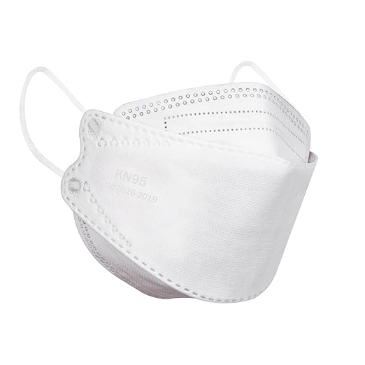 Borje KN95 Face Masks for Adults 50 Pack, 5-Ply White Disposable Face Mask Against PM 2.5 Smoke & Dust, Filtration Efficiency 95%