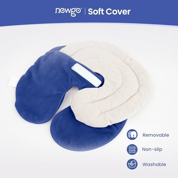 NEWGO Heating Pad Sinus Relief Mask Moist Heat Face Eye Mask Microwavable, Warm Compress for Sinus Pressure Relief, Migraine, Tension Headache Relief - Blue
