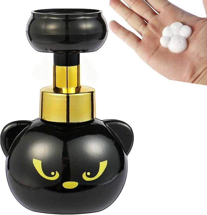 Cute Cat Paw Foam Soap Dispenser, Black Kitty Foaming Pump Bottle Creates Paw-Shaped Foam, Refillable Eco-Friendly Hand Soap Dispenser for Home, Salon, and Bathroom - BPA Free